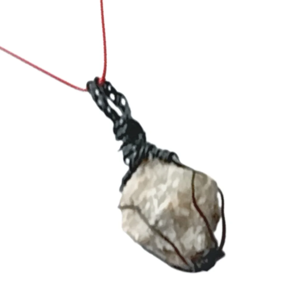 Raw Pink Quartz Statement Necklace w/ Red Leather Cord | NWOT